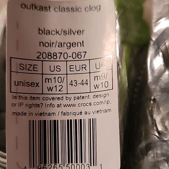 NEW NWT Crocs x Outkast Classic Clog Clogs Black & Silver Size Womens 10 Mens 8 - Picture 11 of 12